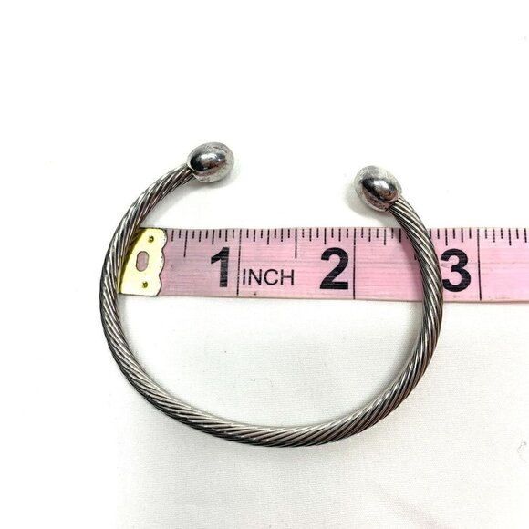 Q-Ray Silver-Plated Deluxe Twisted Band Wellness Bracelet 2.75" Size Large - Picture 8 of 9